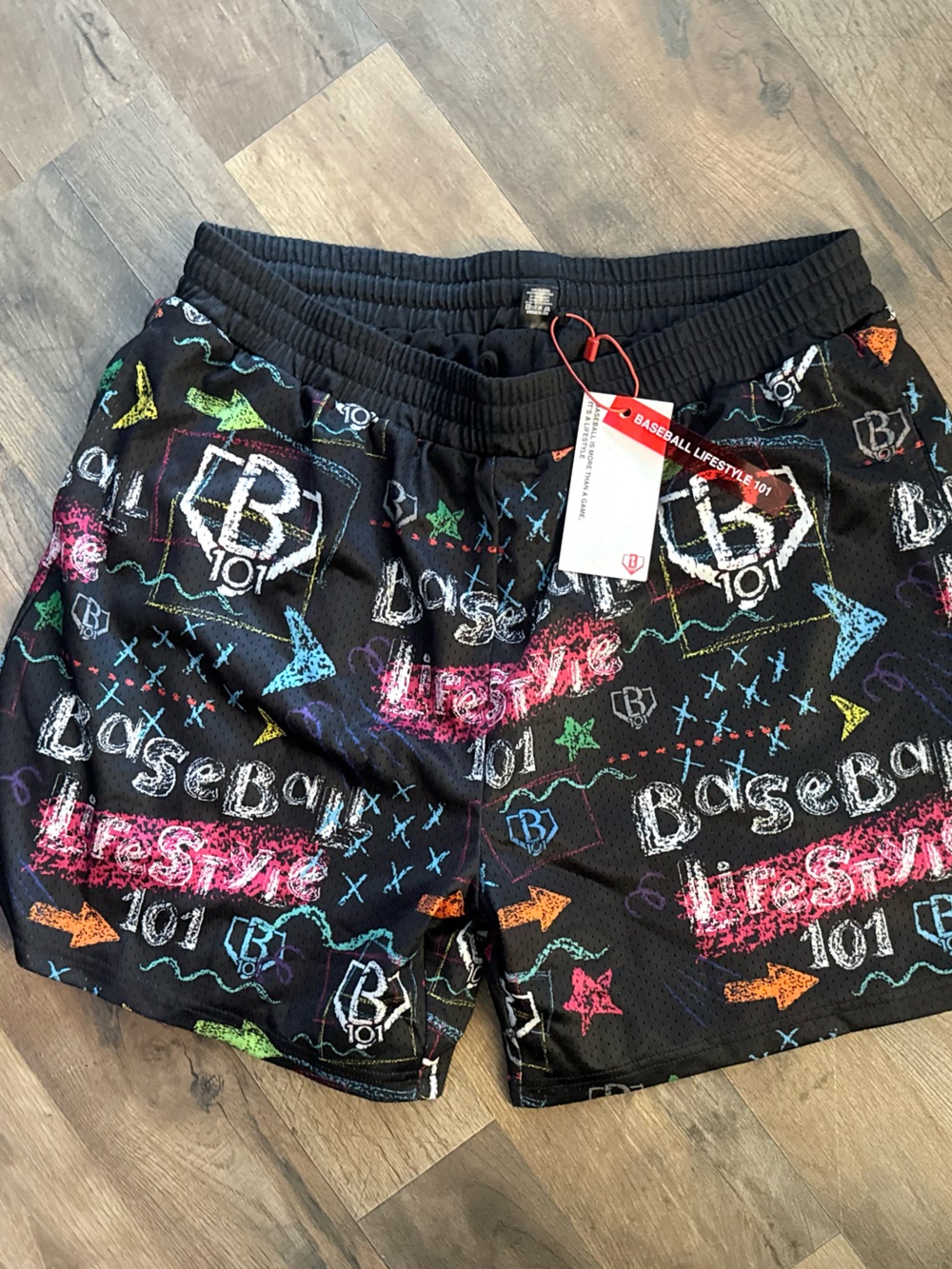 Baseball Lifestyle 101 Men's Mesh Athletic Shorts Graphic Logo Drawstring XL